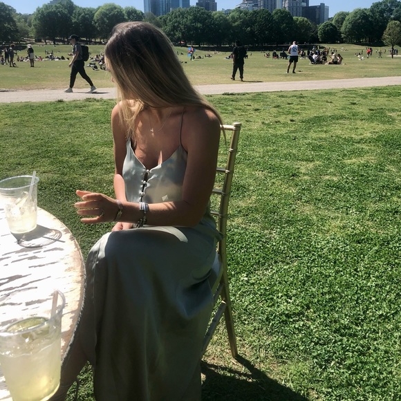 Zara green button slip dress - Picture 3 of 4